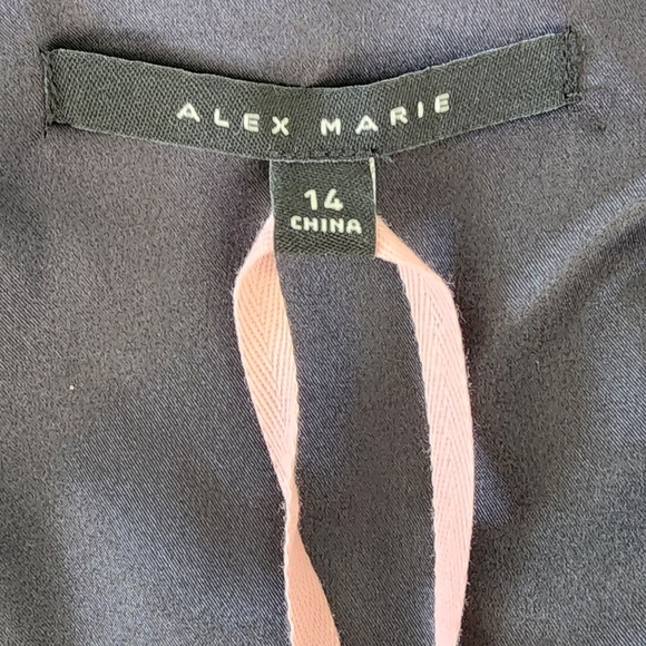 Alex Marie Nikki Stretch Black Velvet V-Neck Long Sleeve Ruched Dress Size 14 - Picture 5 of 5